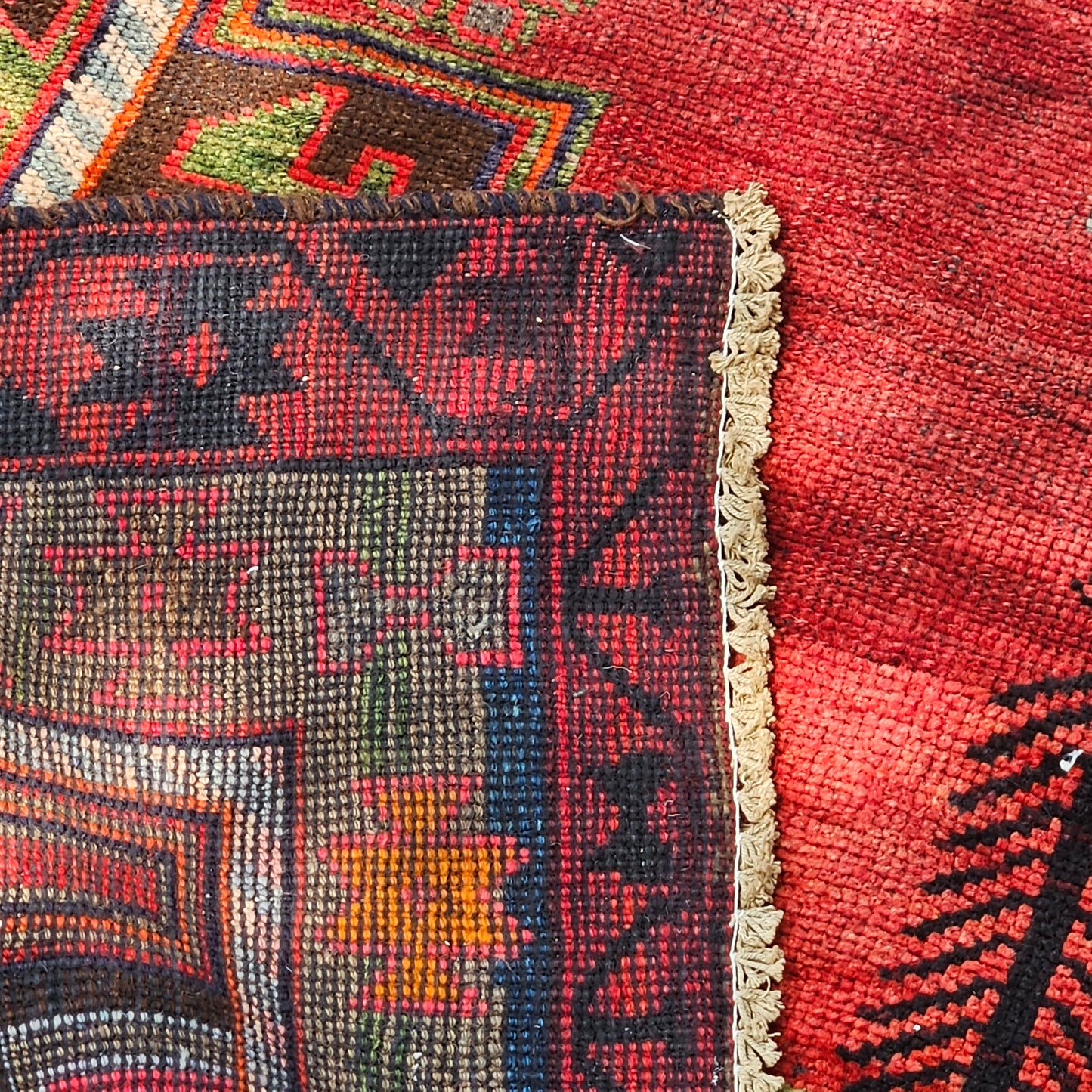 Stunning Vintage Geometric Hand Knotted 100% Wool Rug / Carpet / Runner - 5' 7" x 14'