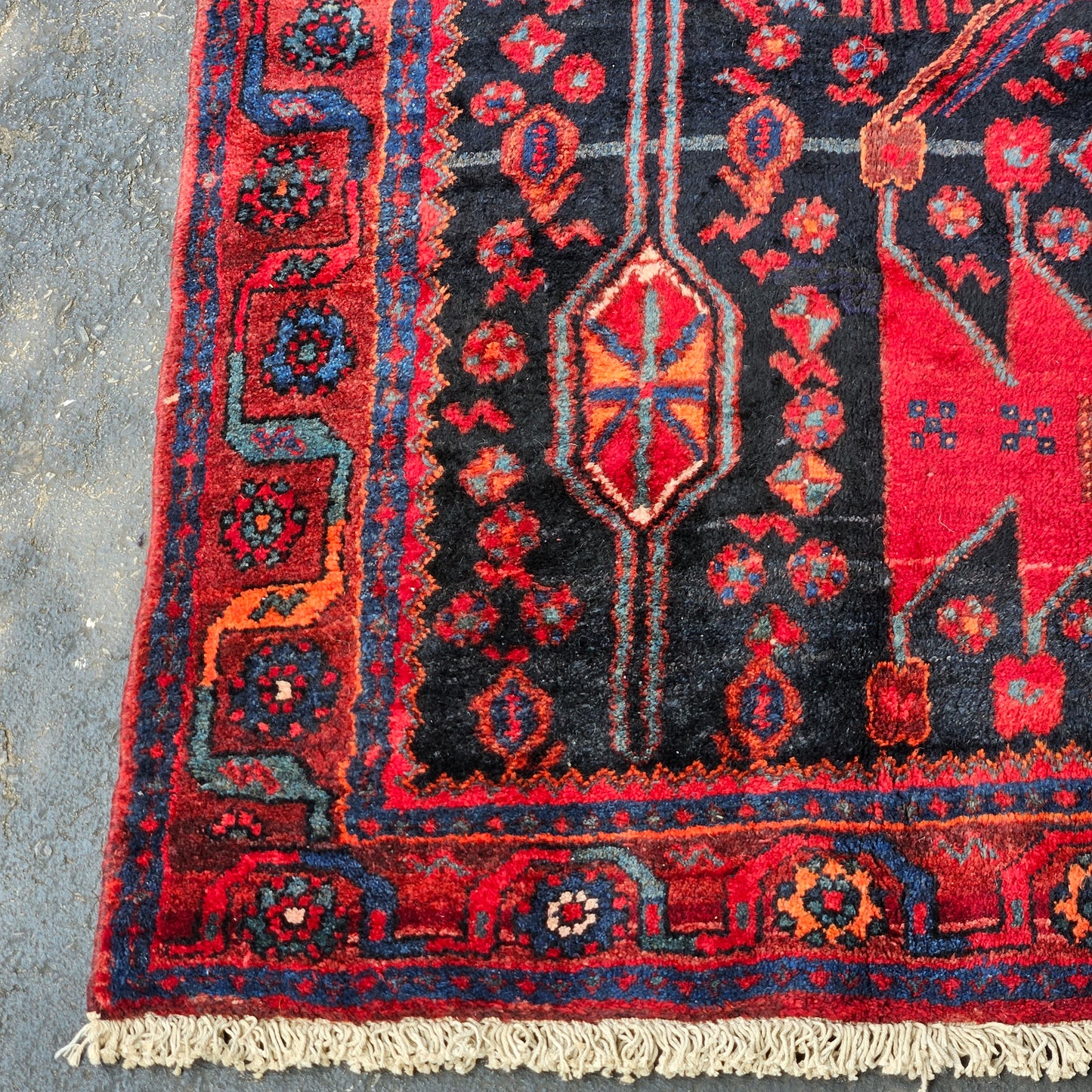 Vintage Hand Knotted 100% Wool Rug / Carpet / Runner - 4' 4" x 12' 2"