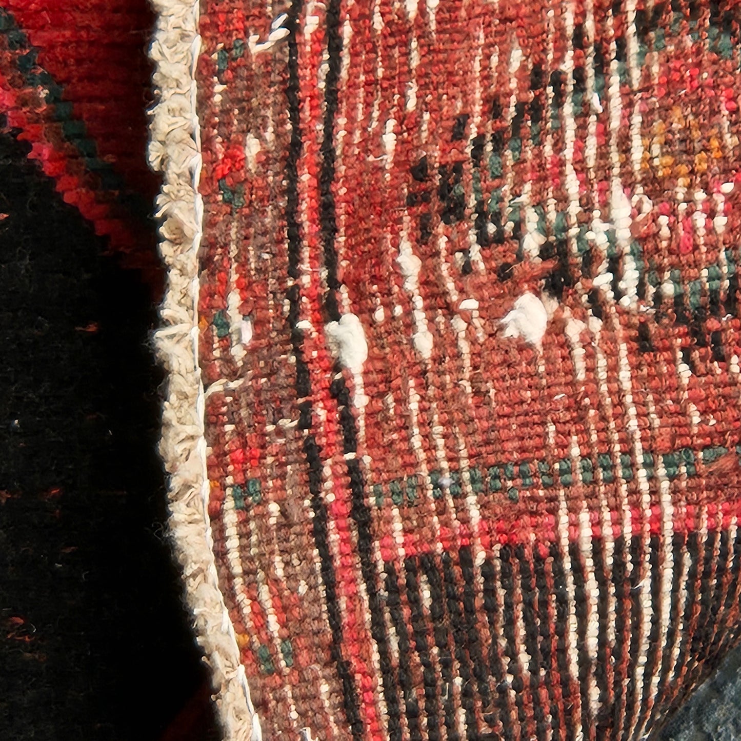 Vintage Worn Hand Knotted 100% Wool Rug / Carpet / Runner 3' x 11' 9"