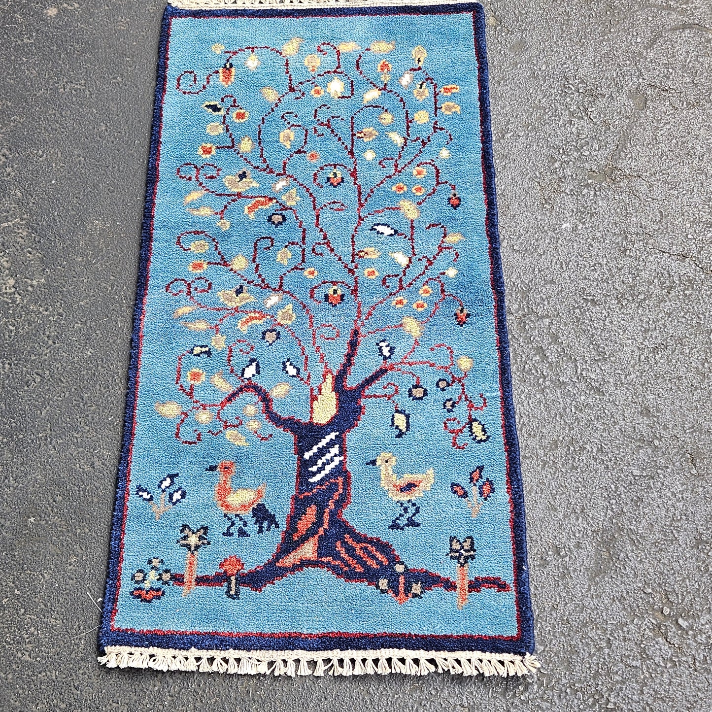 Three & Animal Themed Turkish Hand Knotted 100% Wool Rug / Carpet - 2' x 4' 3"