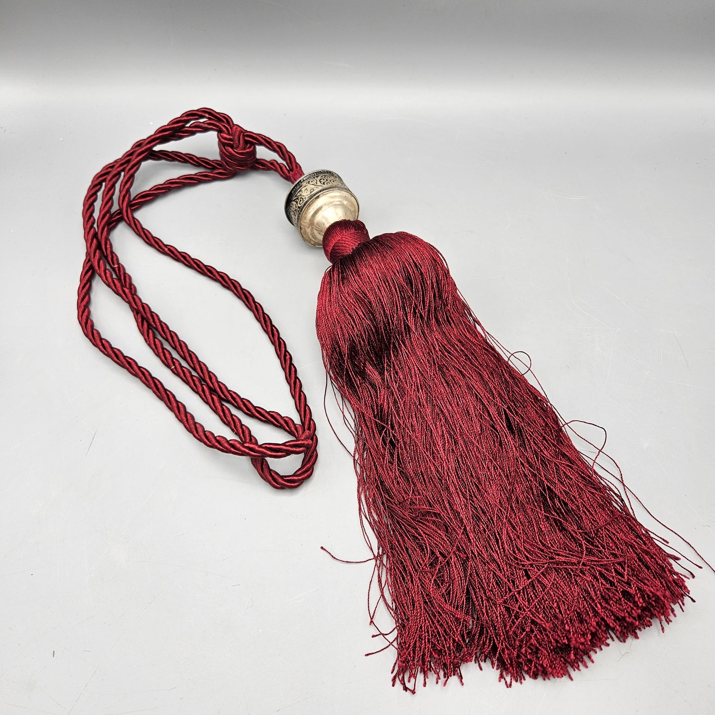 Decorative Red Silk Tassel with Silver Bead