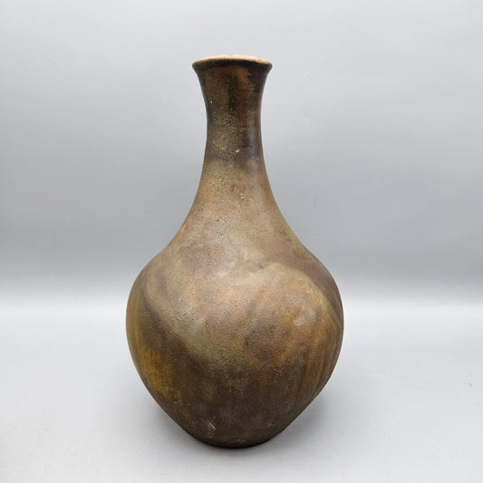 Signed Brown Glazed Bottle-Form Vase