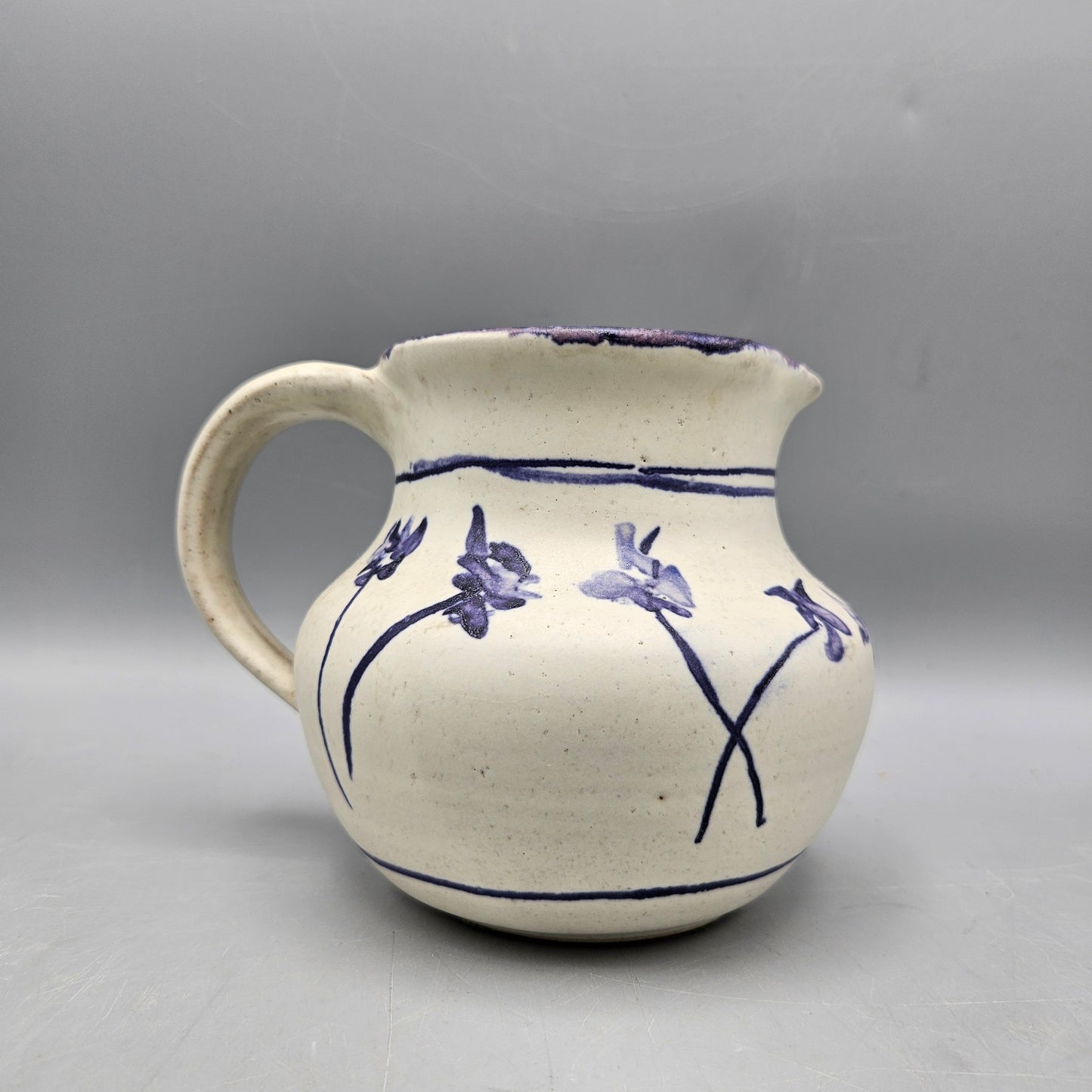 Hand-Painted Blue and White Pottery Jug