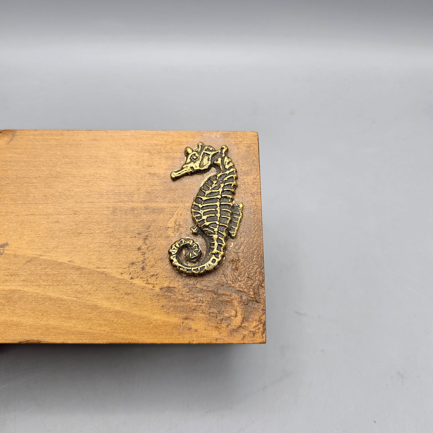 Wooden Trinket Box with Brass Seahorses