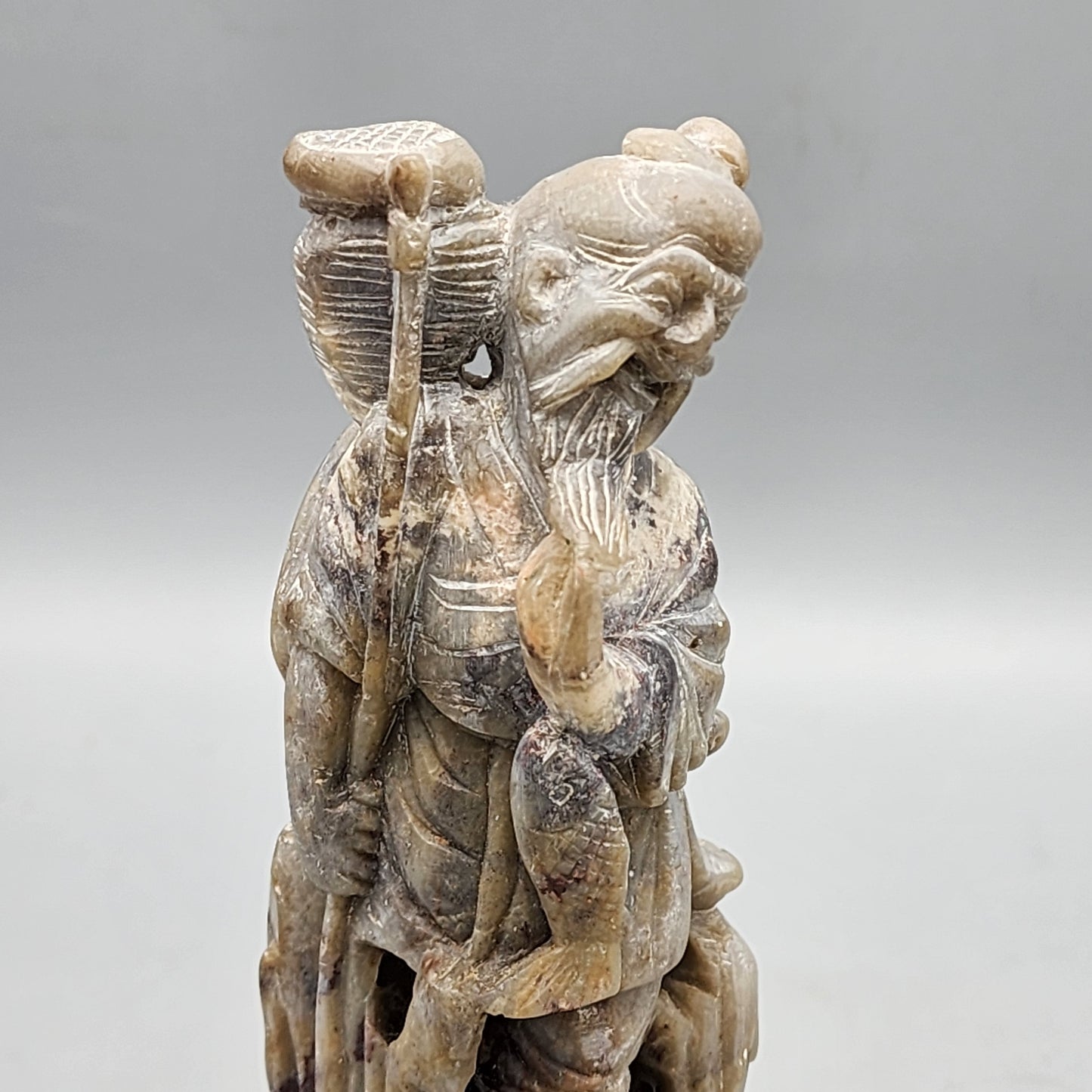 Chinese Soapstone Figure - Old Man with Fish