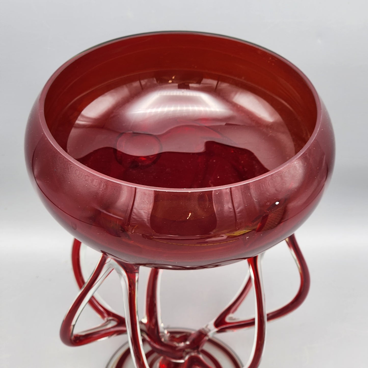 Large Ruby Art Glass Compote