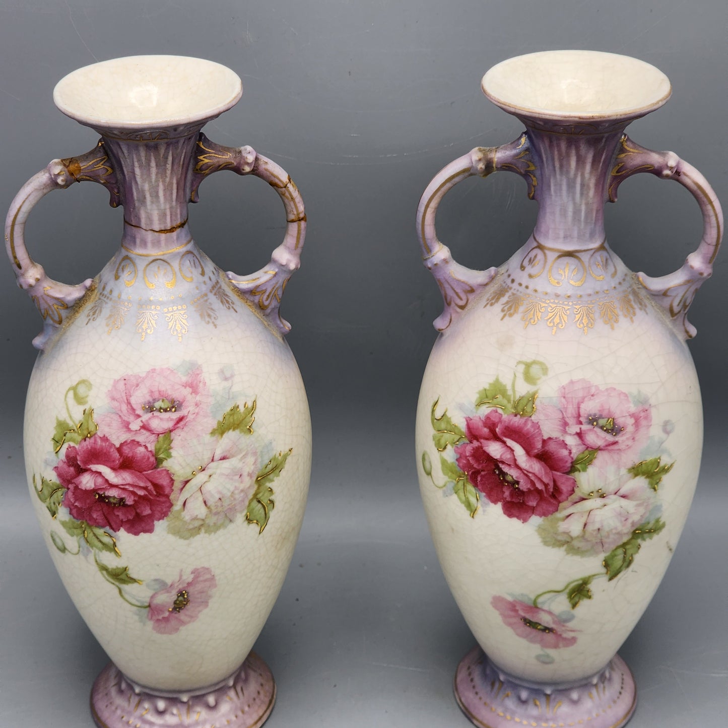 Pair Antique Royal Wettina Porcelain Vases