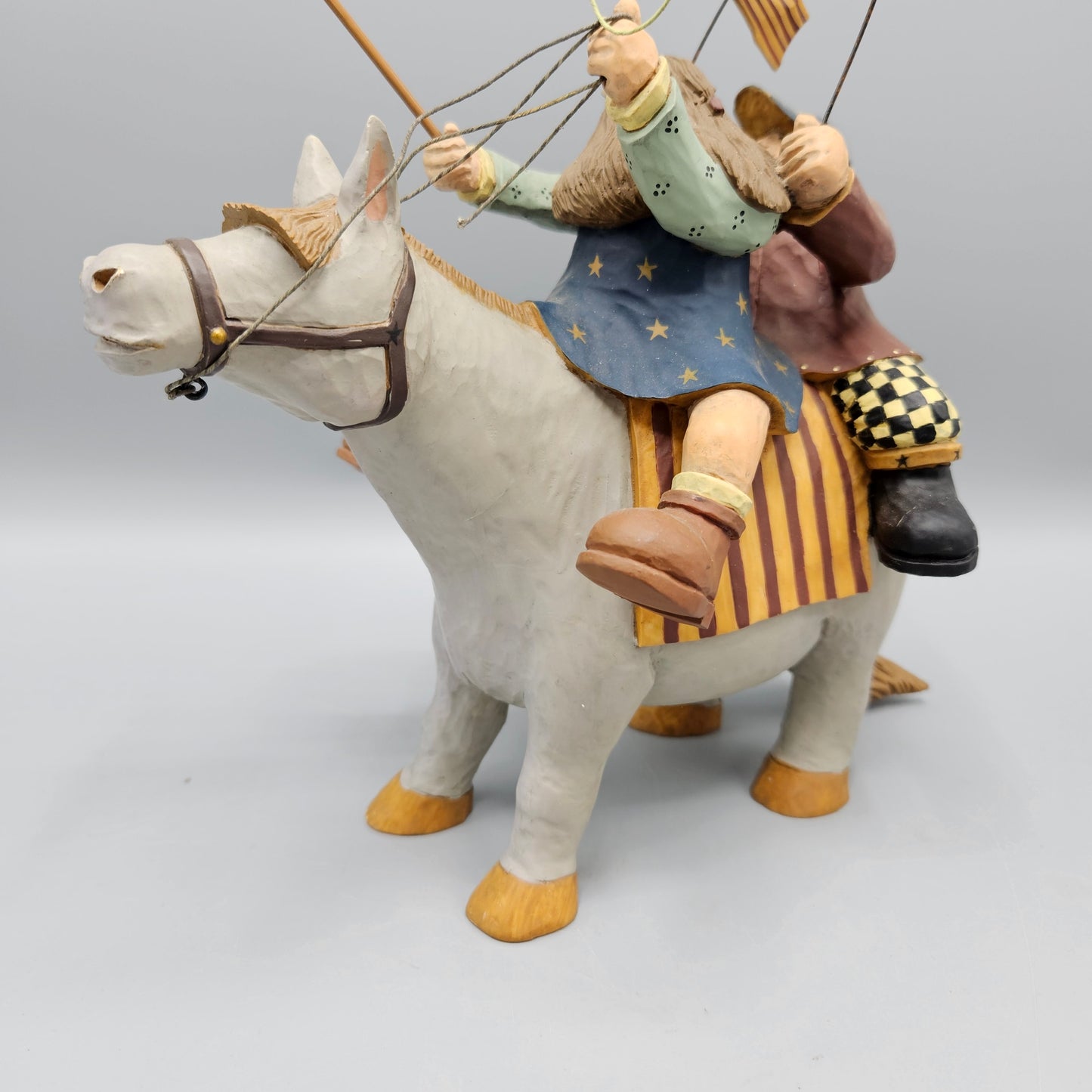 2000 Williraye Studio Folk Art Figurine Americana Girls Riding Horse Figure WW1312