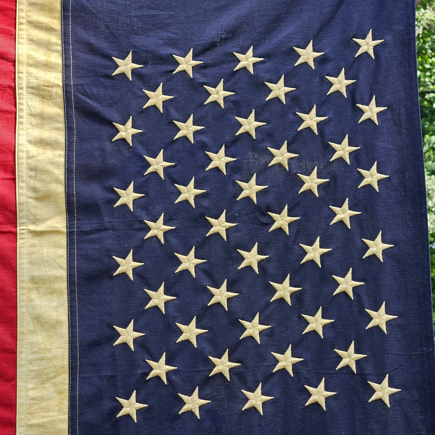 Large 50 Tea-Stained Star American Flag 32" x 58"