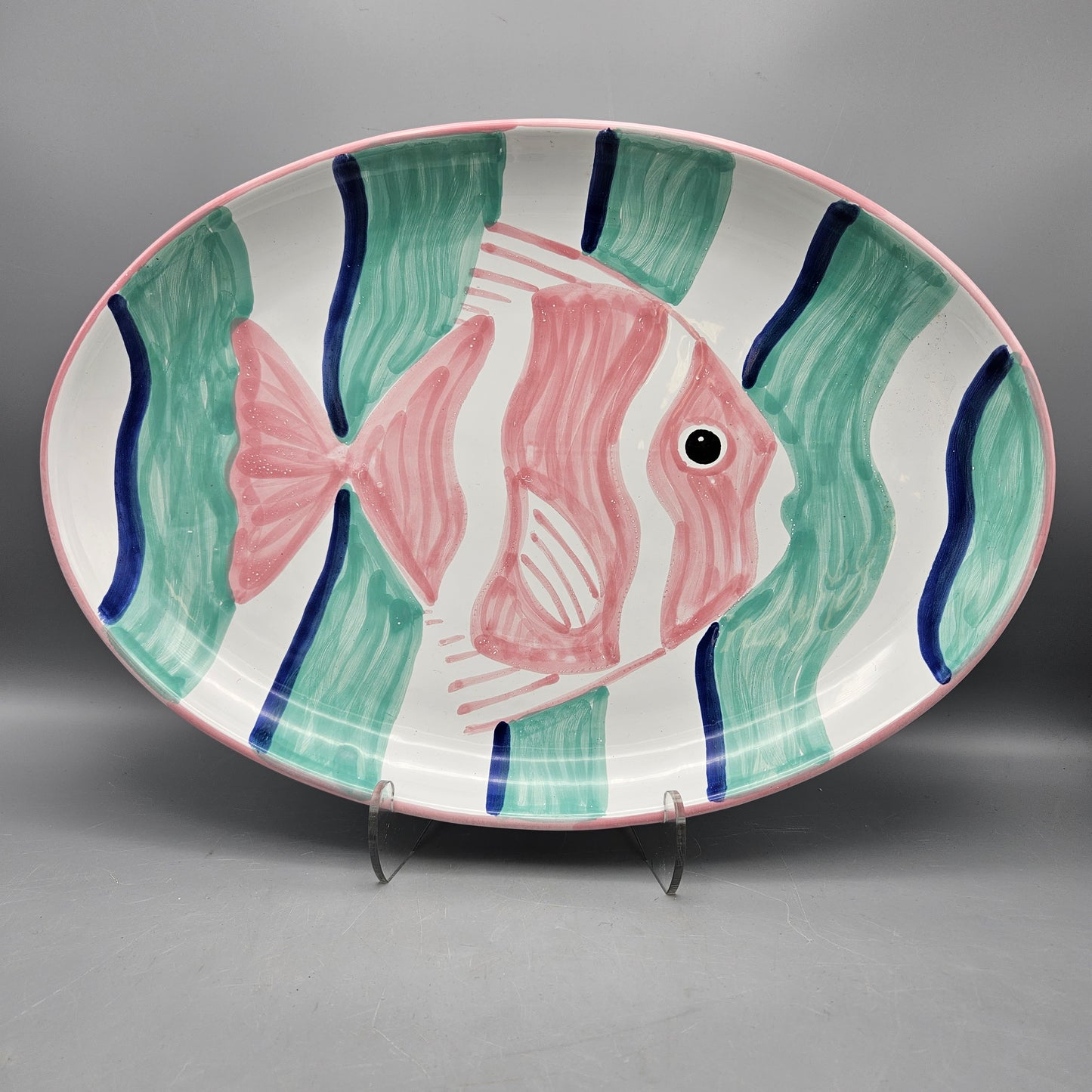 Ceramic Platter with Hand-Painted Angelfish