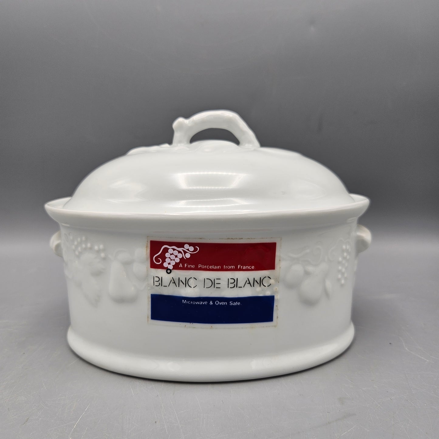 Small Vintage Philippe Deshouliere Porcelain Oval Lidded Casserole