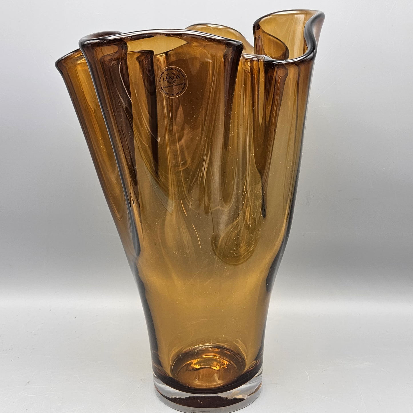 Lenox Crystal Amber Freeform Vase