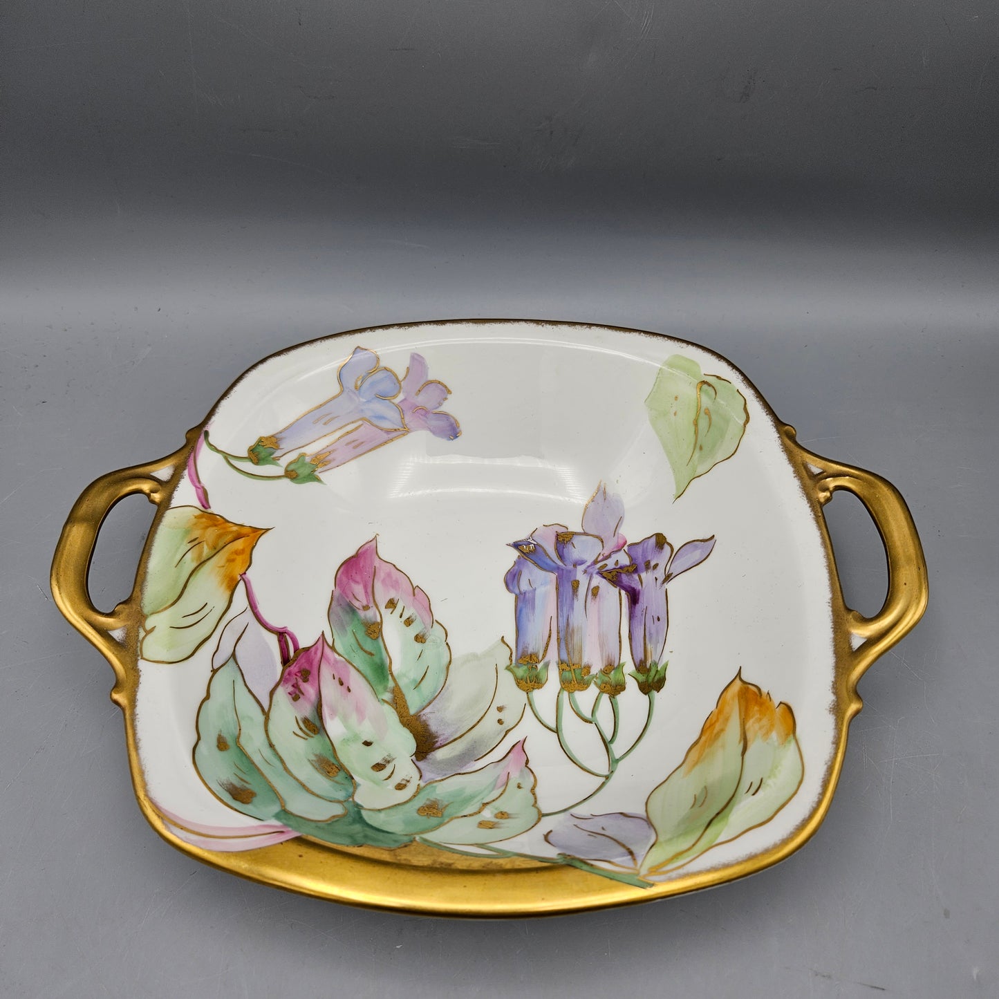 Hand-Painted Limoges Porcelain Handled Dish