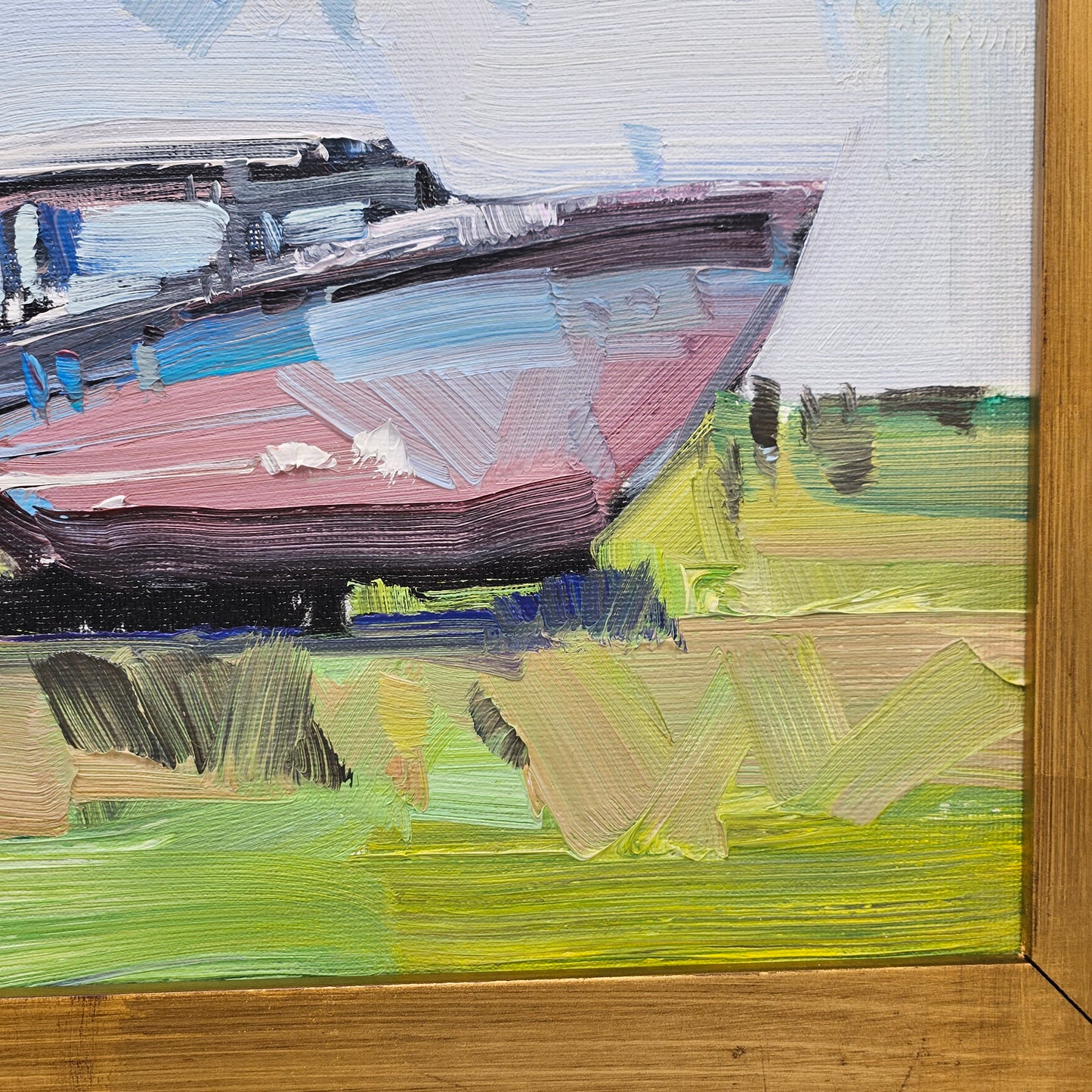 Jose Trujillo Oil on Canvas Painting of Boat