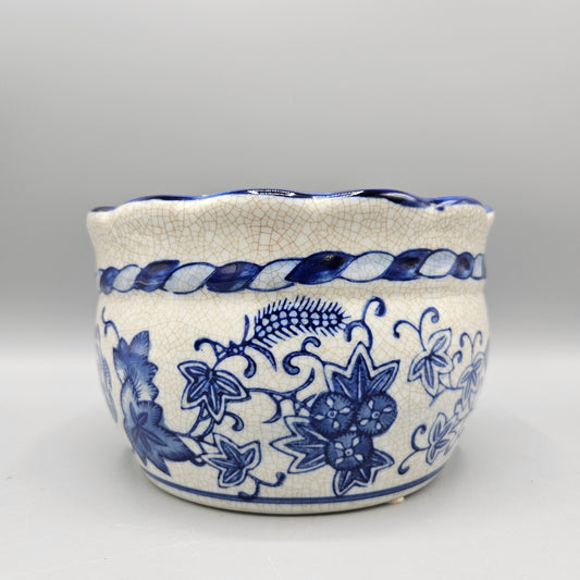 Blue and White Crackle Glazed Ceramic Jardinière