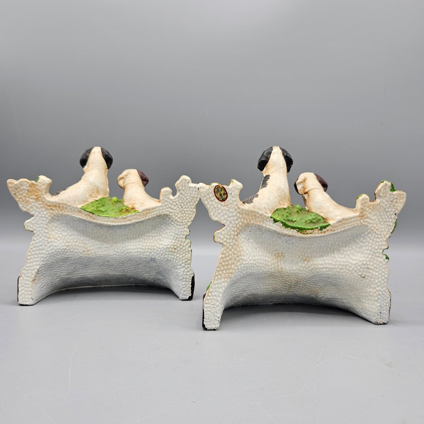 Pair Hubley Painted Cast Iron Pointer Dog Bookends