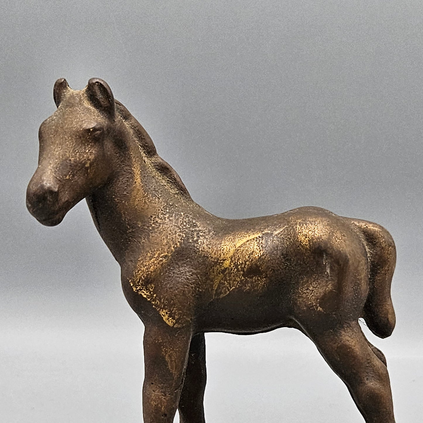 Pair Gilded Cast Iron Horse Figures