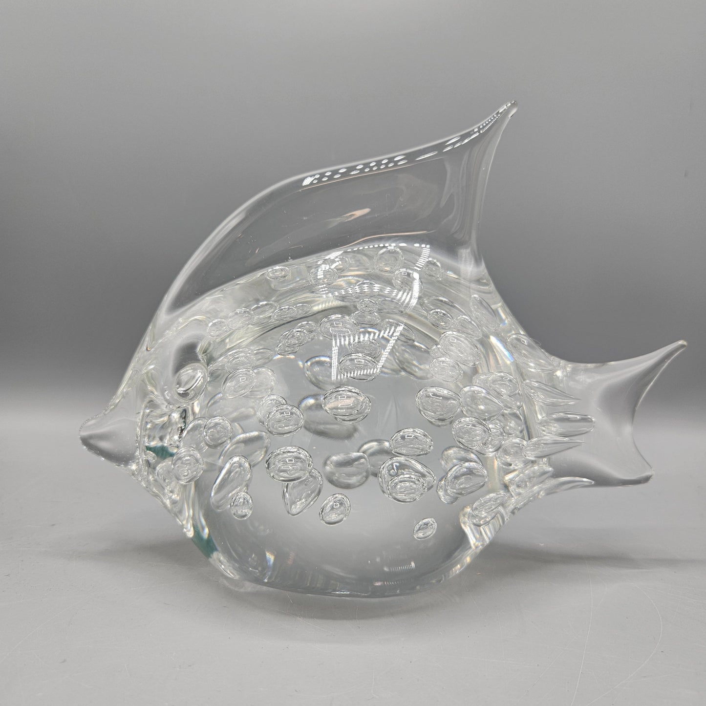 Vintage Murano Glass Seguso AV Fish Figurine with Controlled Bubbles