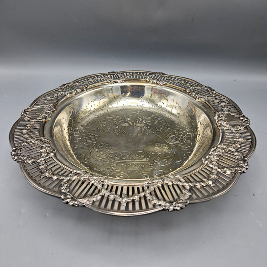 Forbes Silver Co. Antique Silverplated Pierced Footed Bowl No.365