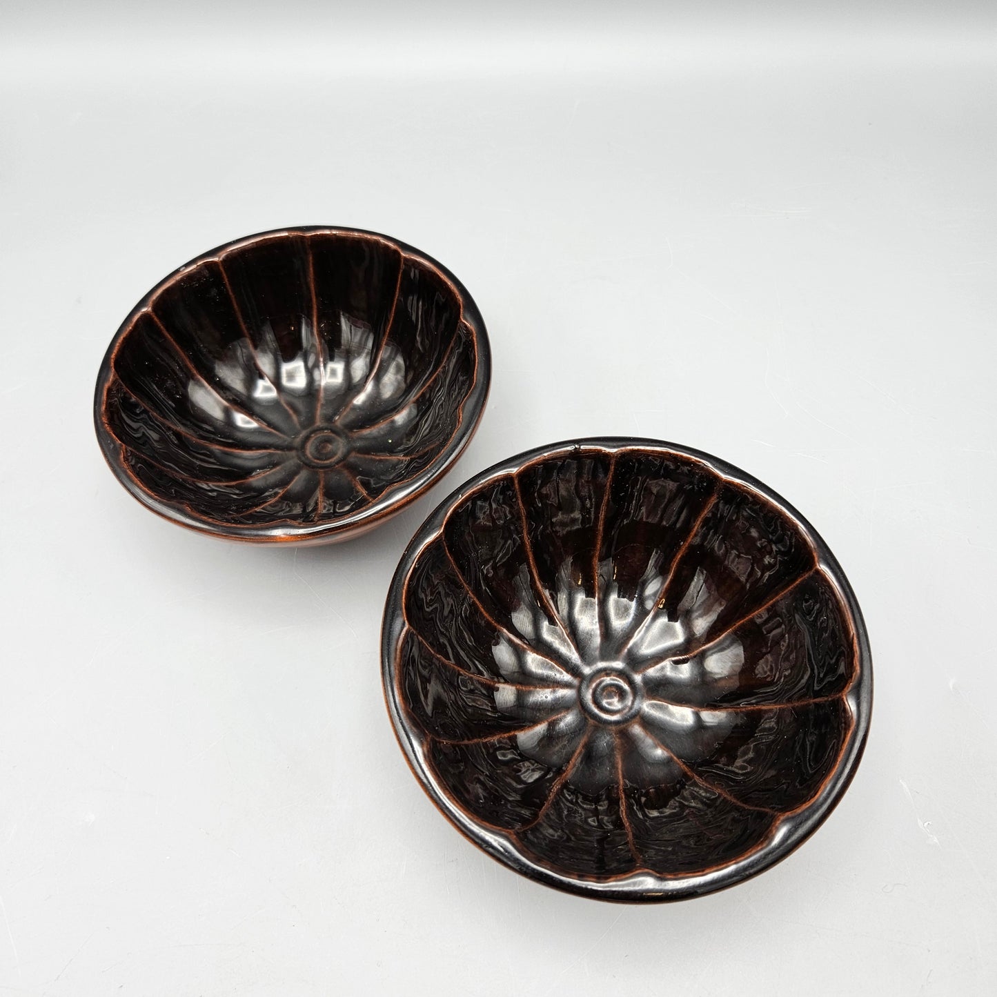Pair of Rowe Pottery Works Redware Ramekin Bowls