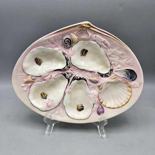 Antique Pink Richard Briggs Boston Mass Oyster Plate