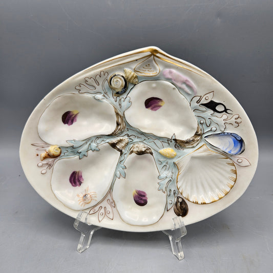 Antique Powder Blue Richard Briggs Boston Mass Oyster Plate