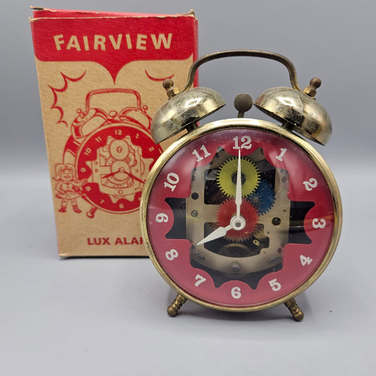 Vintage Red Fairview Lux Alarm Clock 283-01 With Box
