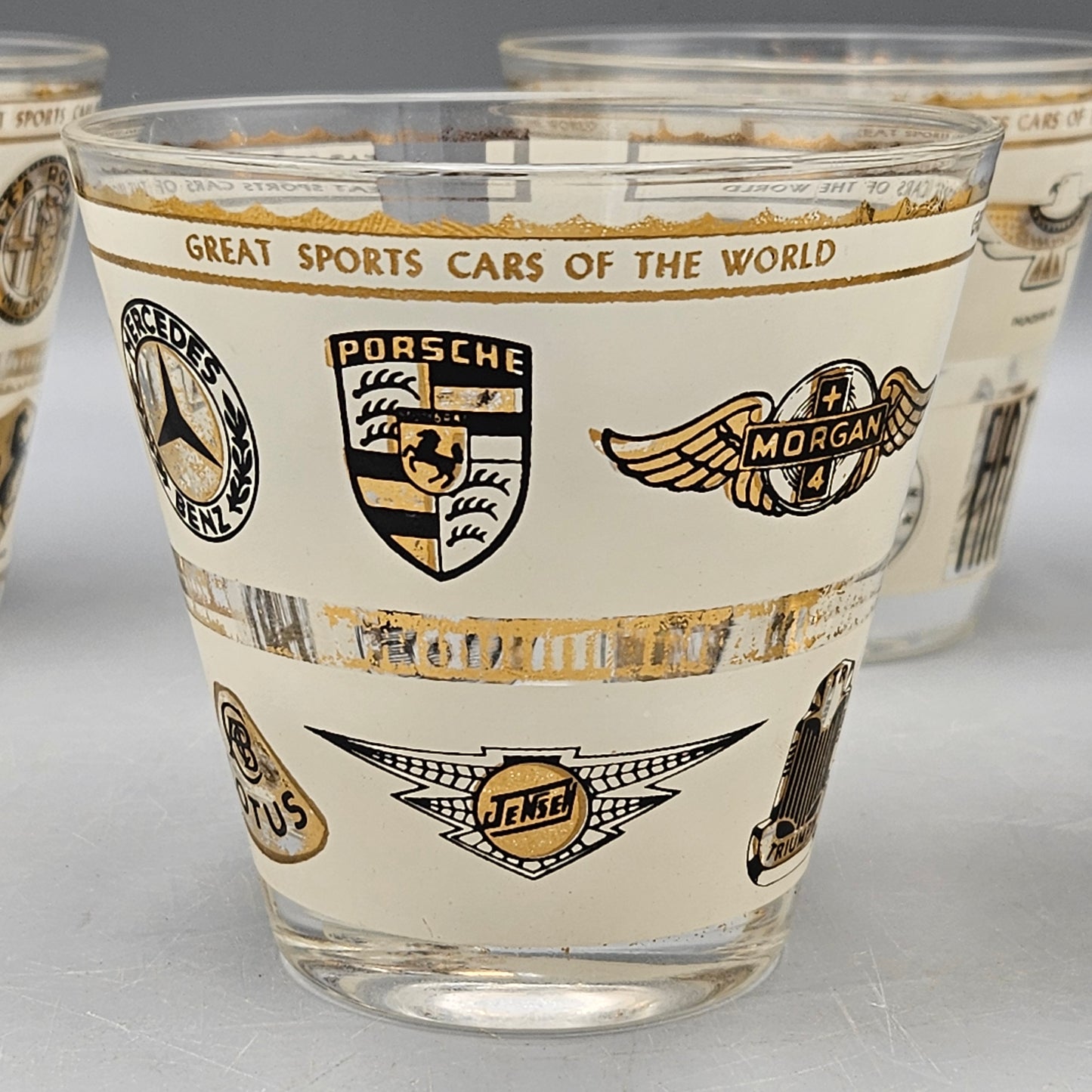 Set of 5 Great Sports Cars of the World Rocks Glasses