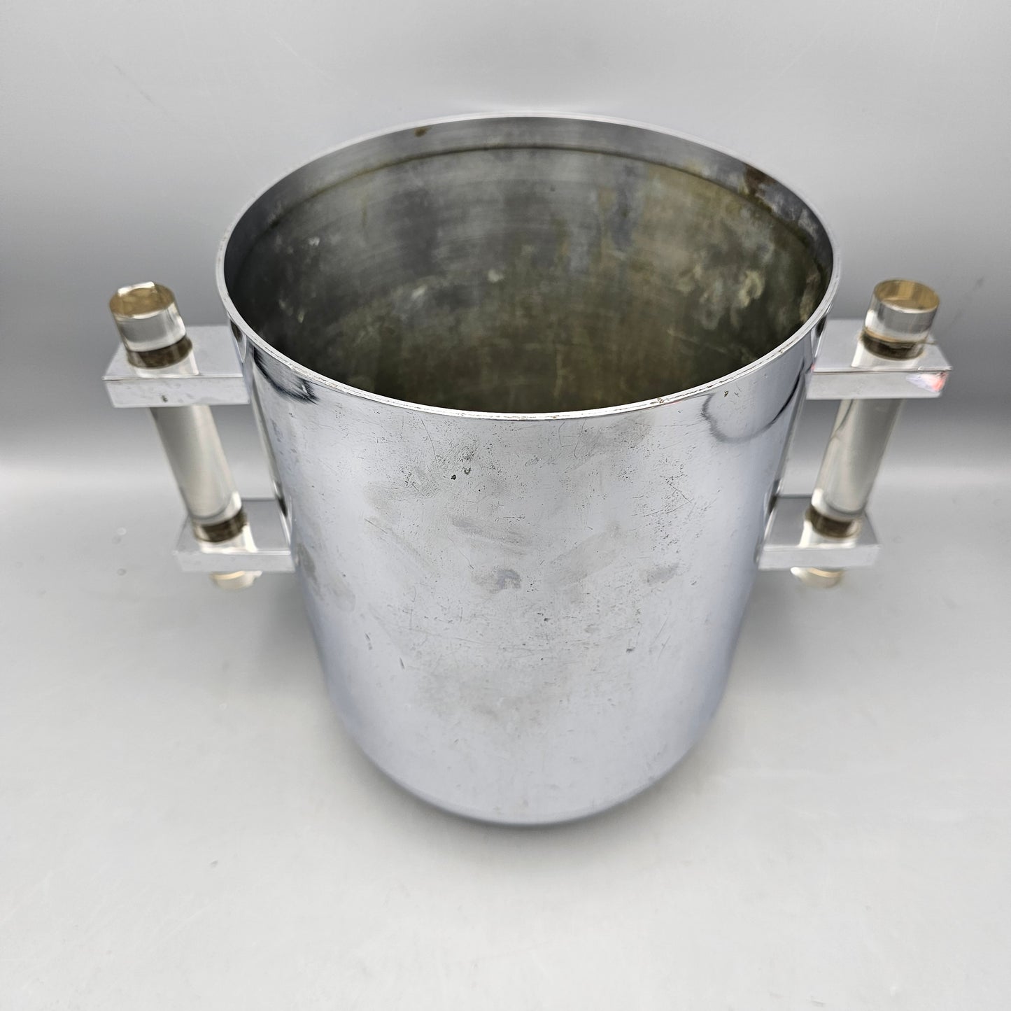 Vintage Chrome Ernst Hagerstrom Ice / Champagne Bucket with Lucite Handles