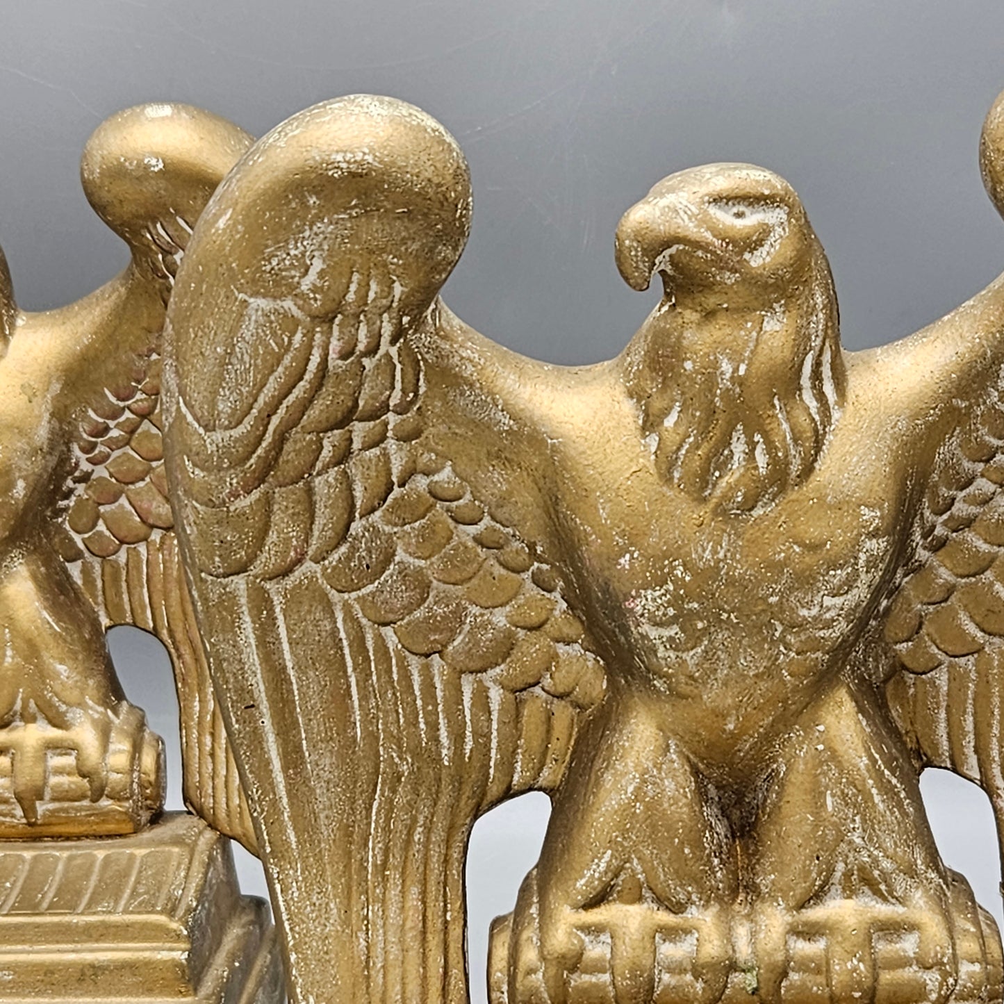Pair of Gold Pottery Spread Eagle Bookends