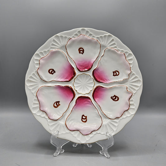 Hand Painted Vintage Oyster Plate - Pinks