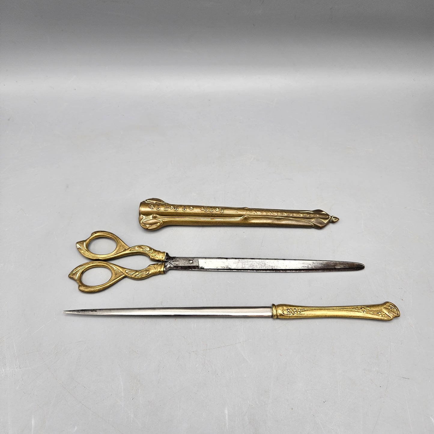 10486 - Desk Set - Paper Scissors + Letter Opener - Gold Collection