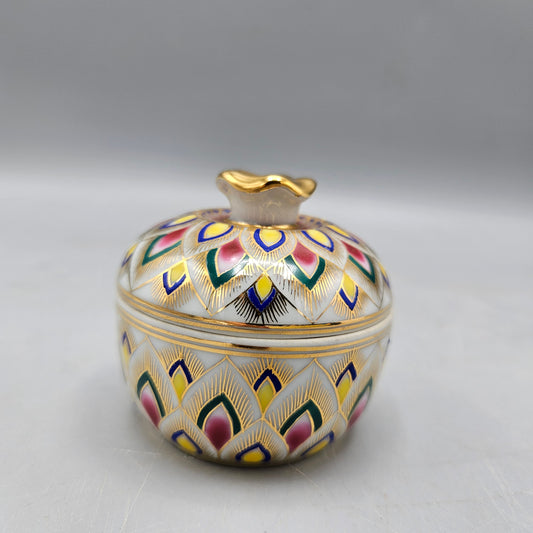 Hand Painted Porcelain Trinket Box with Lid