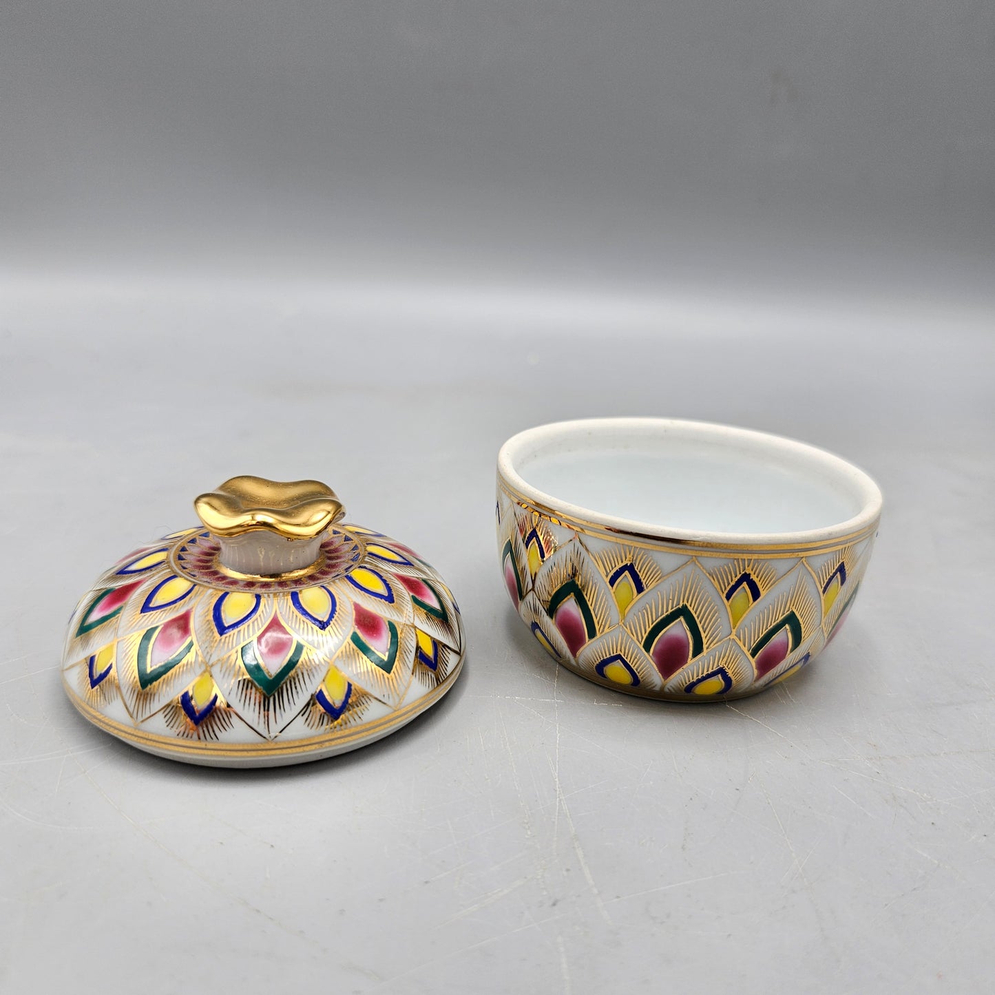 Hand Painted Porcelain Trinket Box with Lid