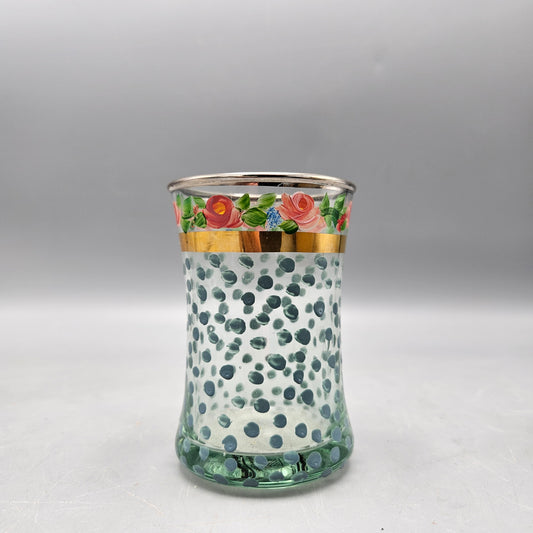 MacKenzie Childs Flowered Polka Dots Tumbler 3.5"