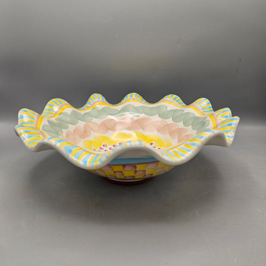 Vintage MacKenzie Childs Aurora Ruffled Large Bowl