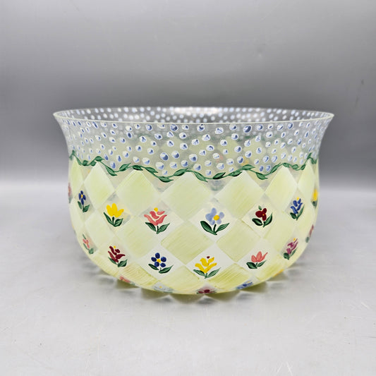Vintage MacKenzie Childs Glass Bowl - Hand Painted