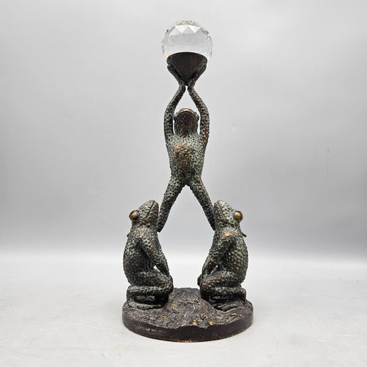 Maitland Smith Bronze Figure with Frogs and Crystal Ball