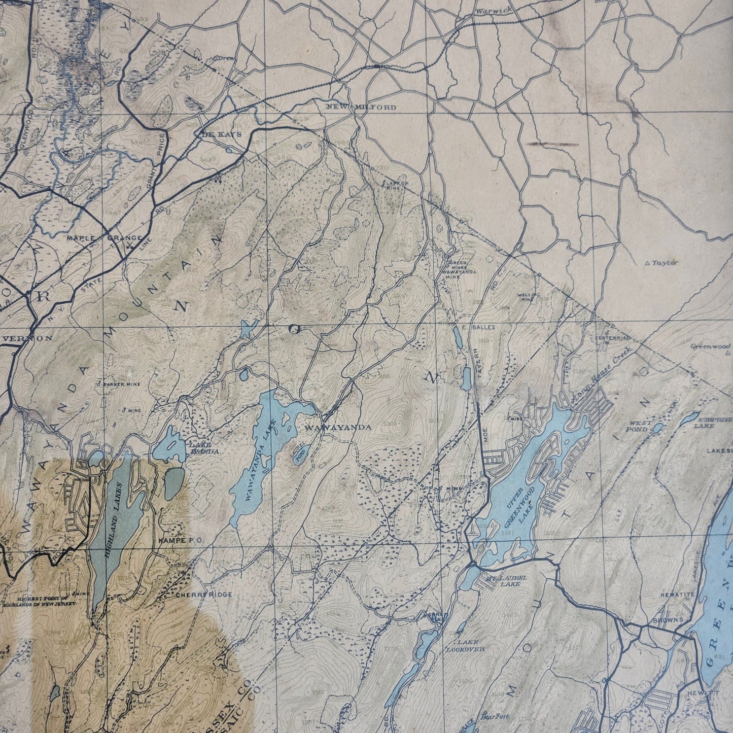 Antique Map of North Jersey, New York, Pennsylvania Border Area