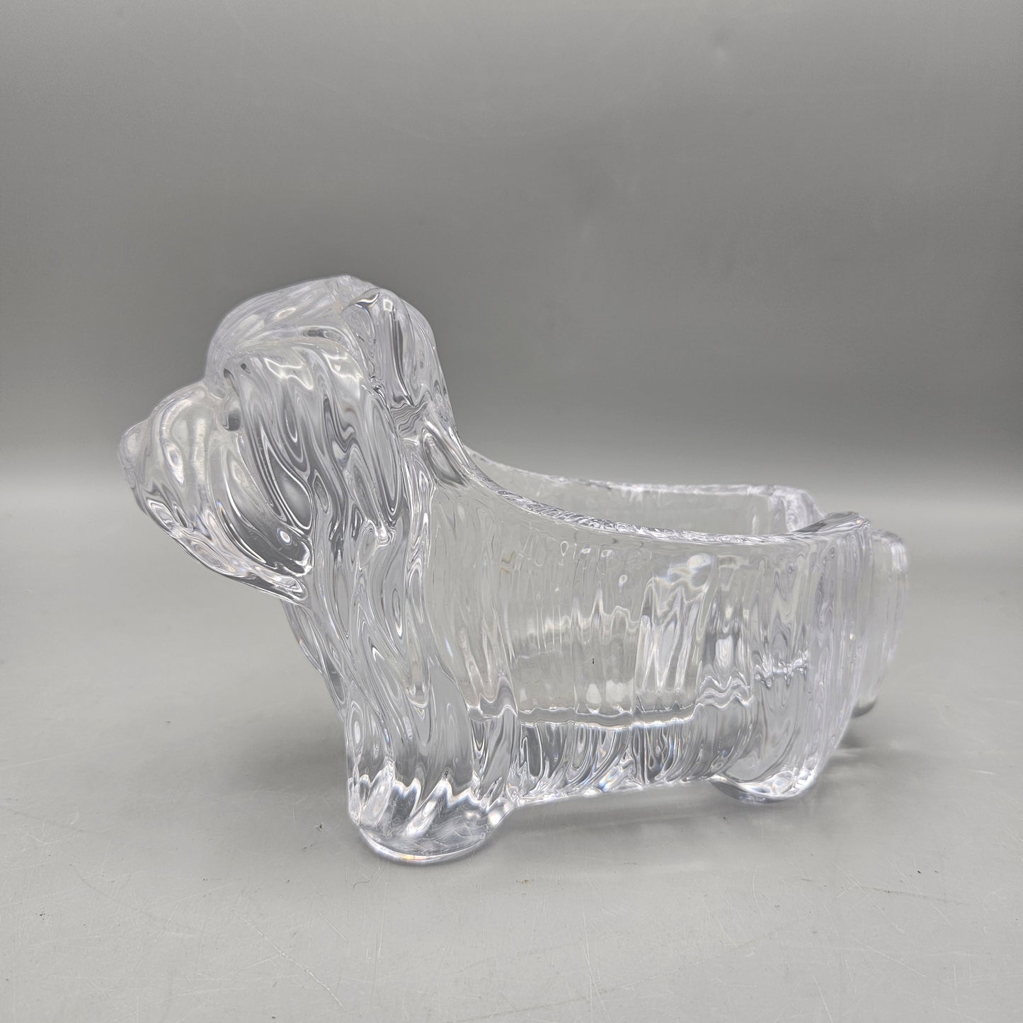 Vintage Glass Dog Form Candy Dish