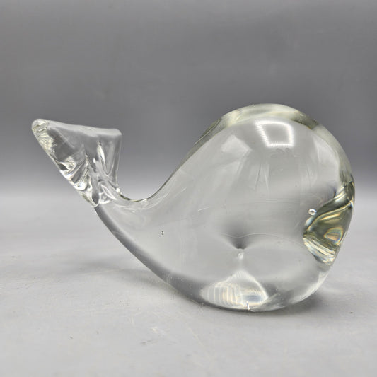 Vintage Glass Figural Whale Sculpture / Paperweight