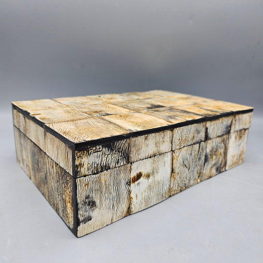 Decorator Dresser Box - Faux Pony Hide / Wood Grain