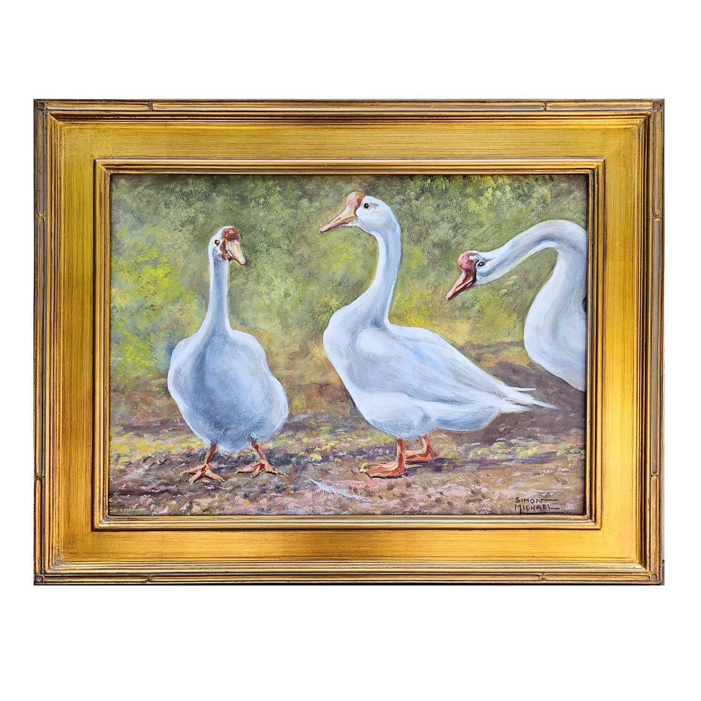 Simon Michael "Three Geese" Original Painting on Canvas