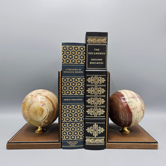 Pair of Marble Globe Bookends Made in Italy