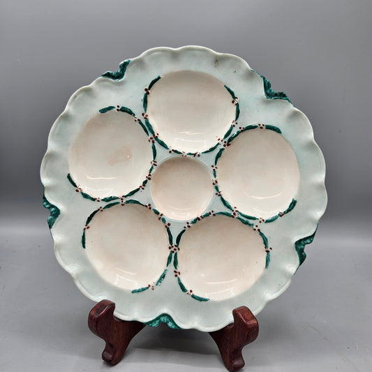 Vintage Haviland & Company France Limoges Porcelain Oyster Plate - Blue Green Teal (6 Available)