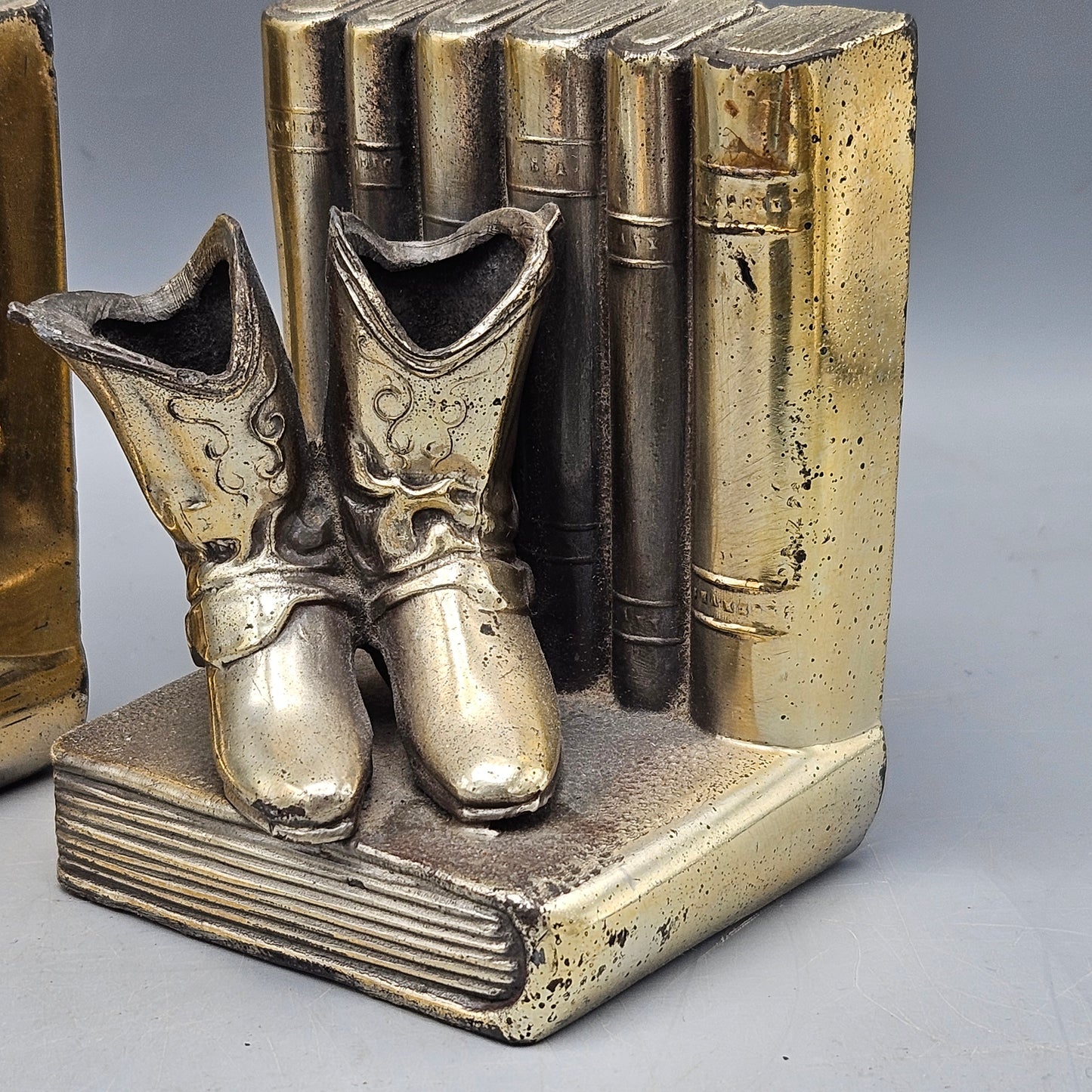 Pair of Bronze Cowboy Boots Bookends