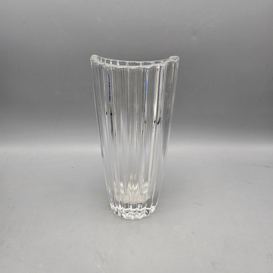 Vintage Crystal Glass Vase - Ribbed Blossom Style