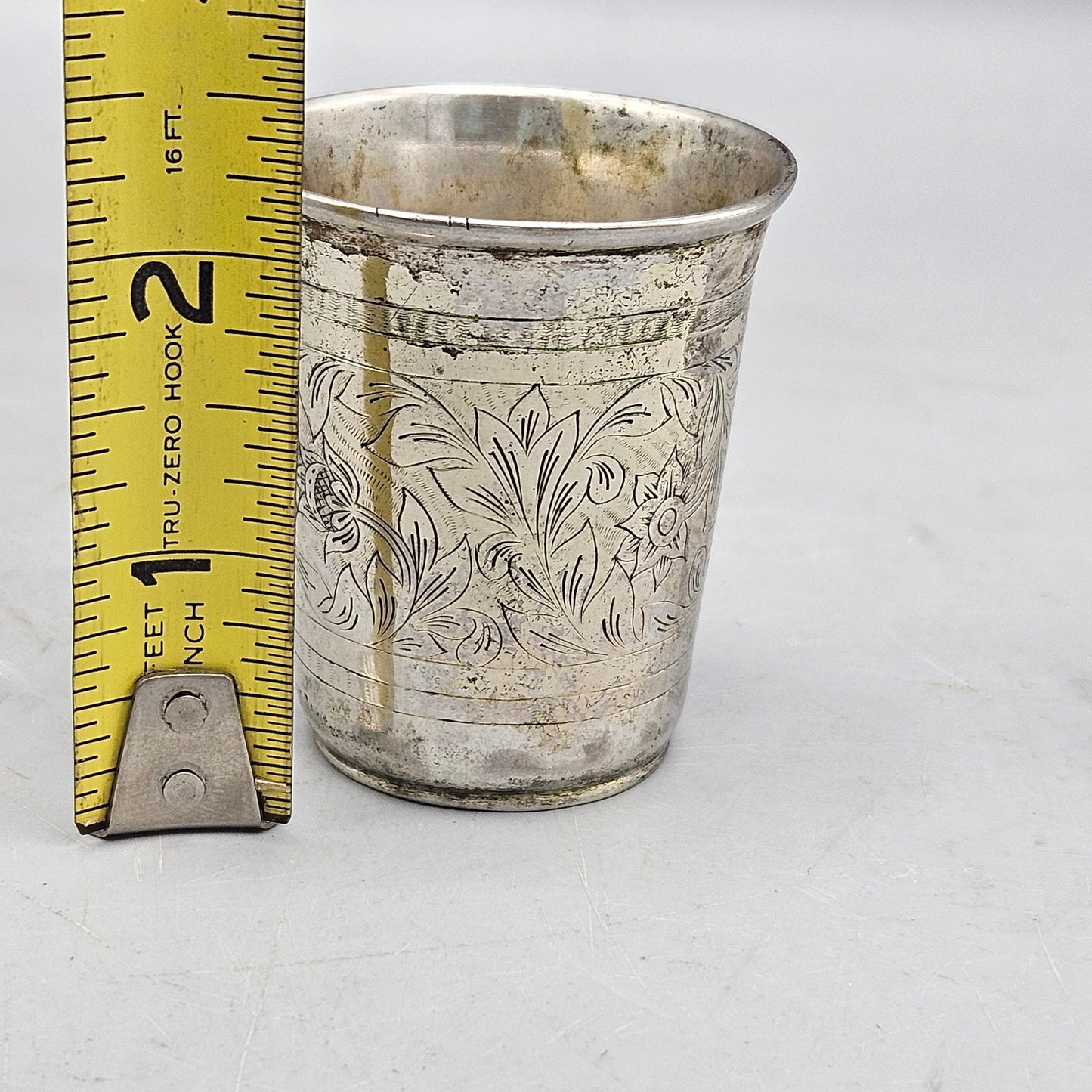 Antique Russian Kiddush Cup with Floral Design