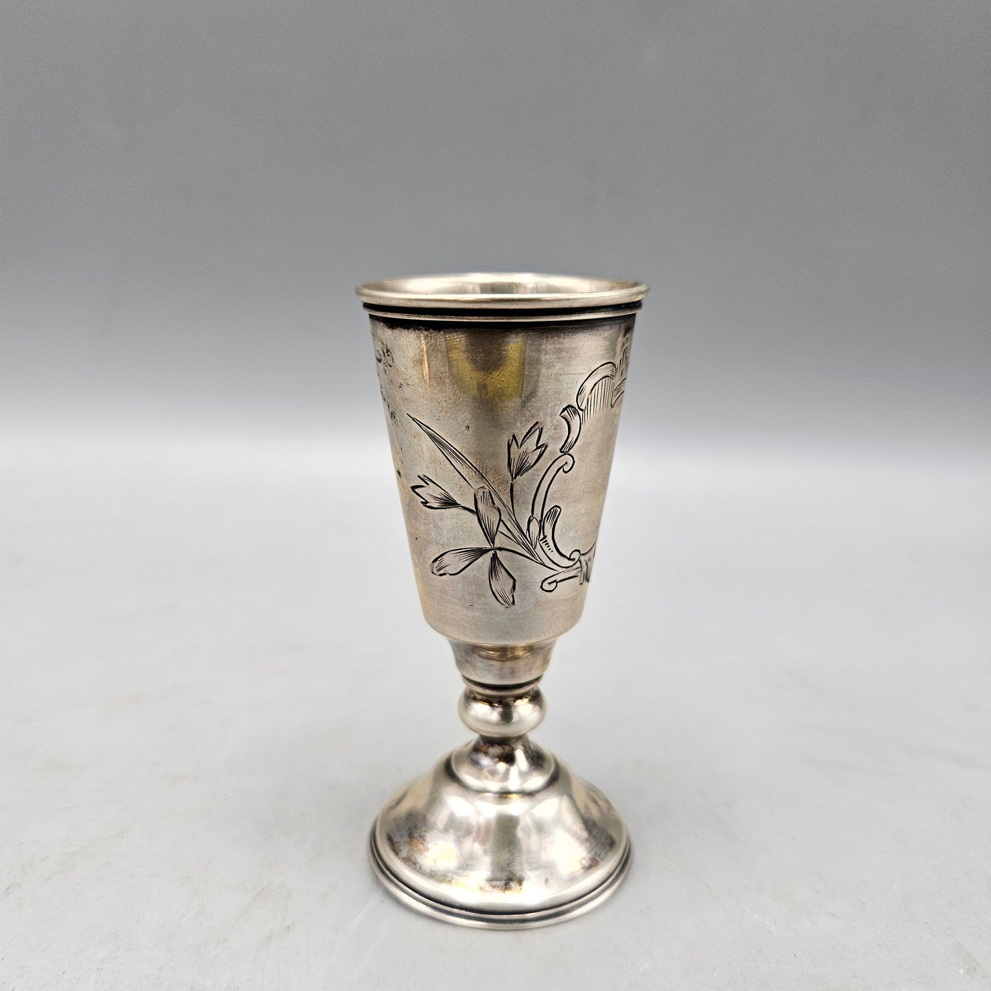 Antique Russian Vodka Cup with Floral Design