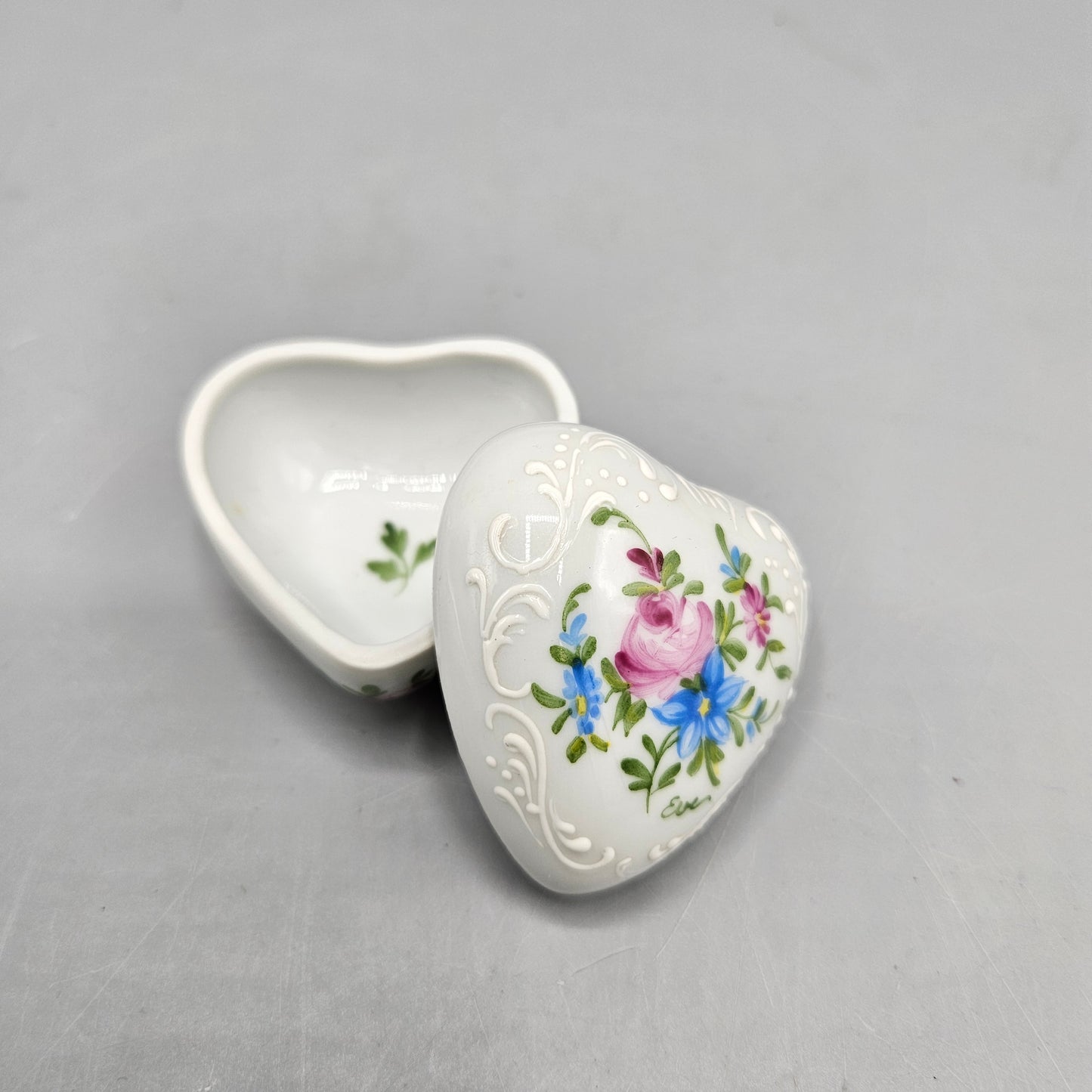 Limoges Porcelain Heart Shaped Trinket Box